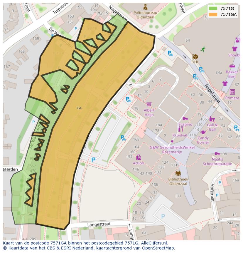 Afbeelding van het postcodegebied 7571 GA op de kaart.