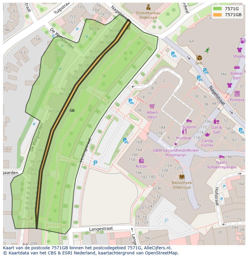 Afbeelding van het postcodegebied 7571 GB op de kaart.