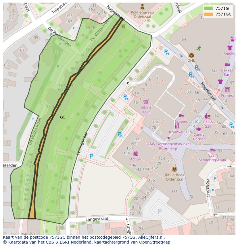 Afbeelding van het postcodegebied 7571 GC op de kaart.