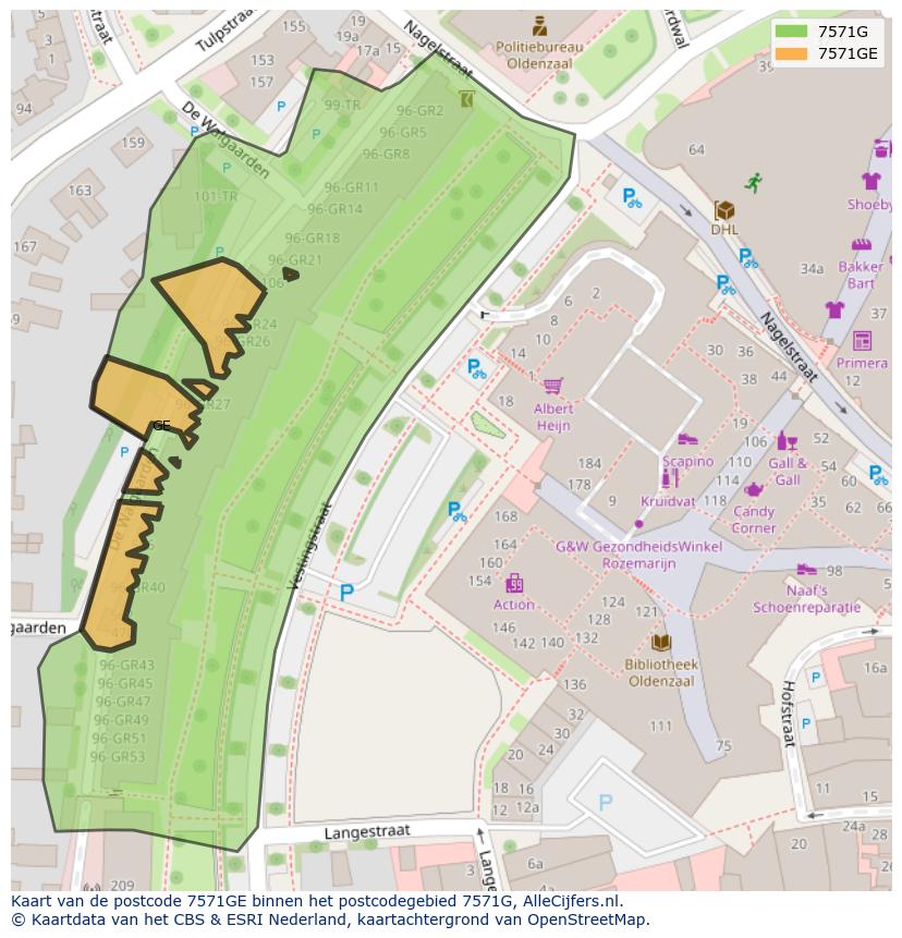 Afbeelding van het postcodegebied 7571 GE op de kaart.