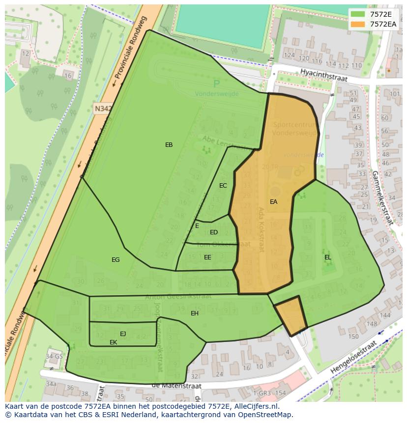 Afbeelding van het postcodegebied 7572 EA op de kaart.