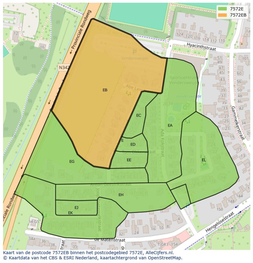 Afbeelding van het postcodegebied 7572 EB op de kaart.