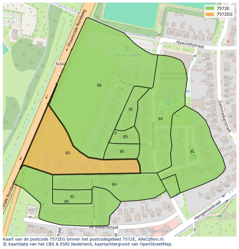 Afbeelding van het postcodegebied 7572 EG op de kaart.