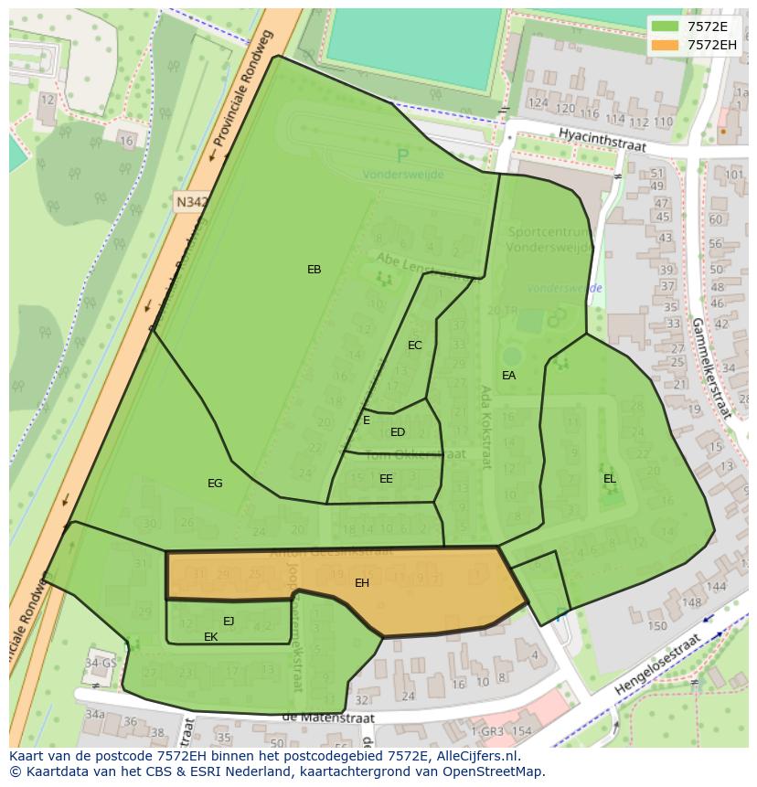 Afbeelding van het postcodegebied 7572 EH op de kaart.