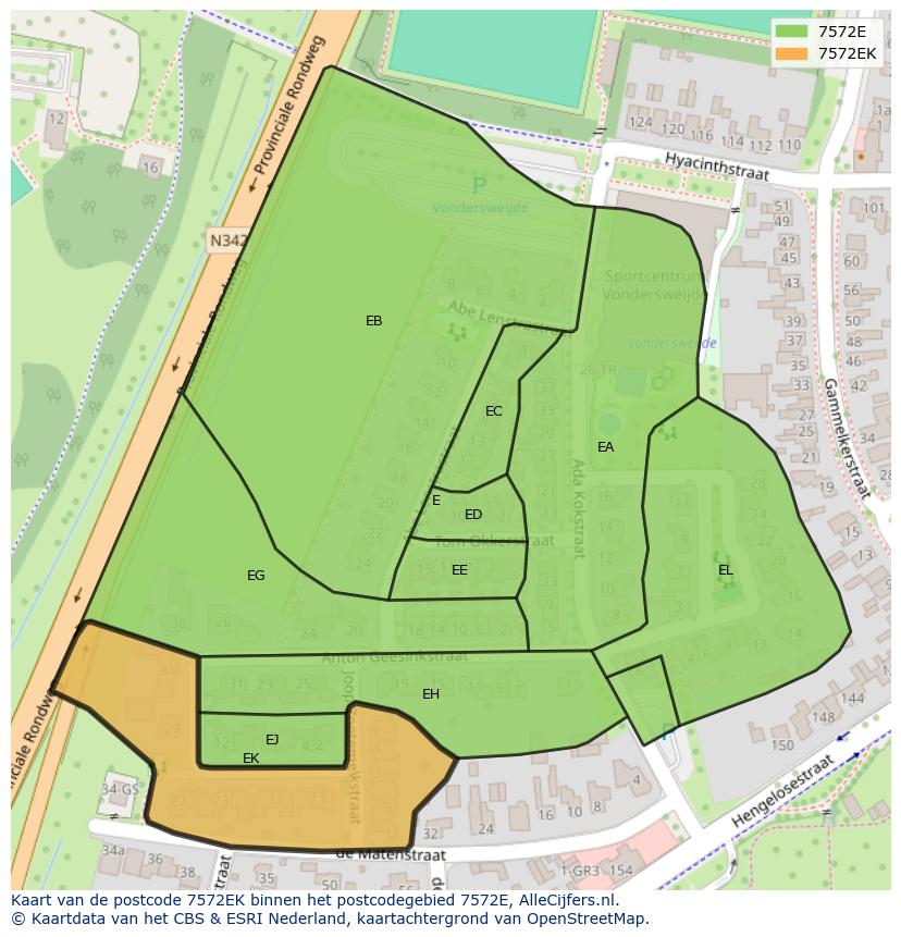 Afbeelding van het postcodegebied 7572 EK op de kaart.