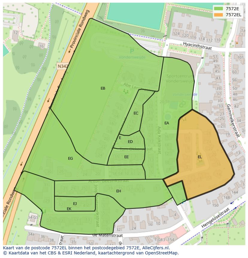 Afbeelding van het postcodegebied 7572 EL op de kaart.