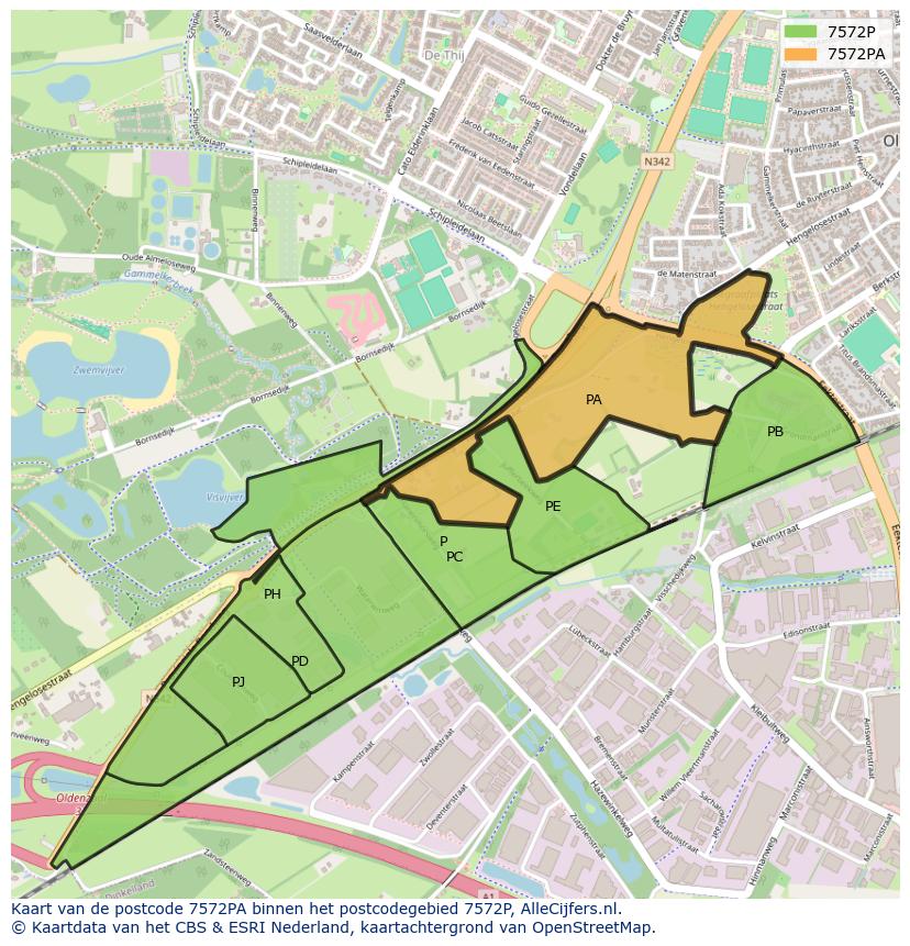 Afbeelding van het postcodegebied 7572 PA op de kaart.