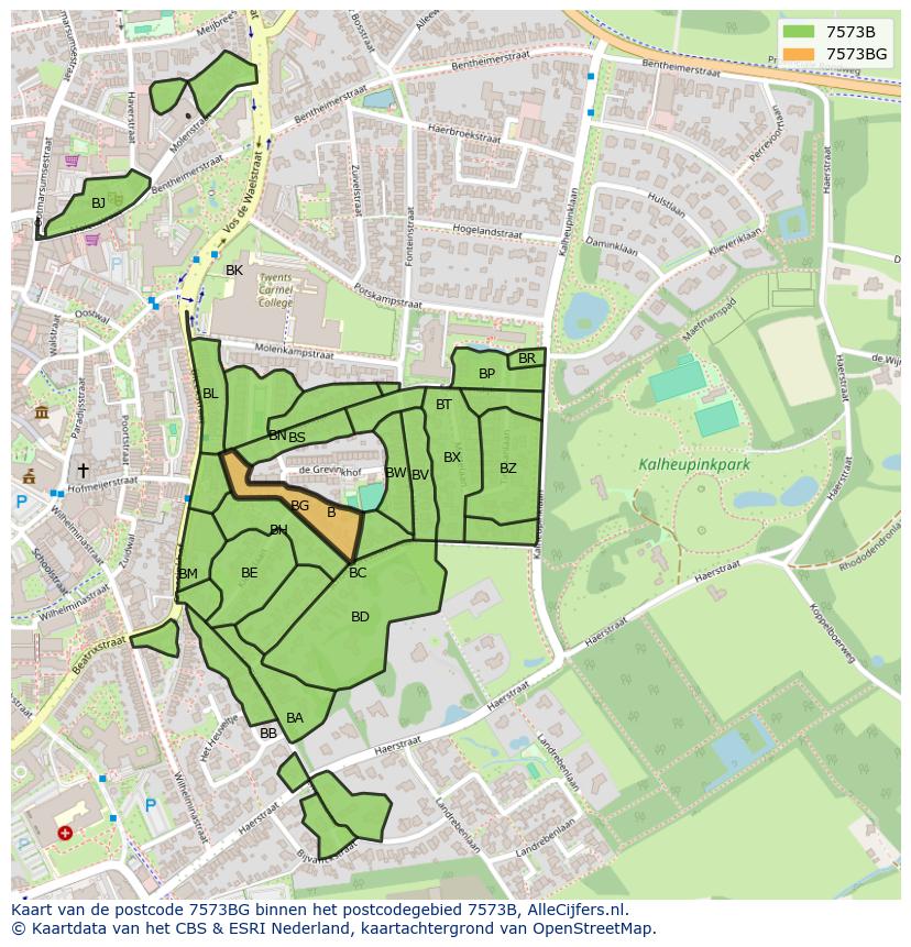 Afbeelding van het postcodegebied 7573 BG op de kaart.