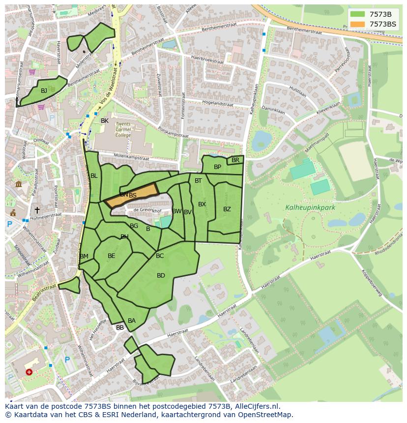 Afbeelding van het postcodegebied 7573 BS op de kaart.