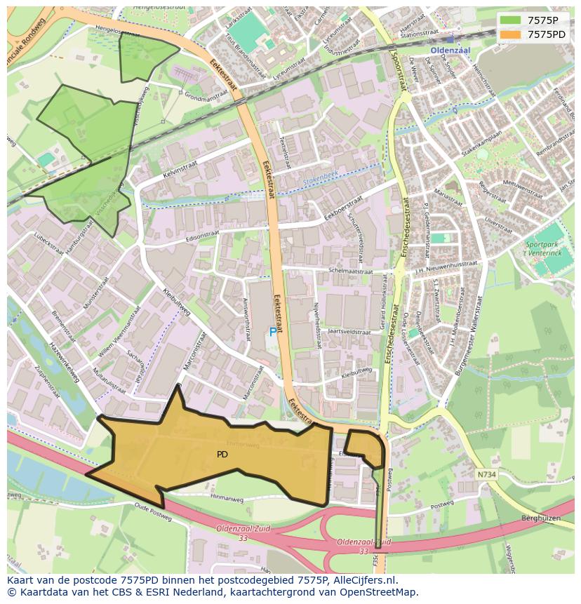 Afbeelding van het postcodegebied 7575 PD op de kaart.