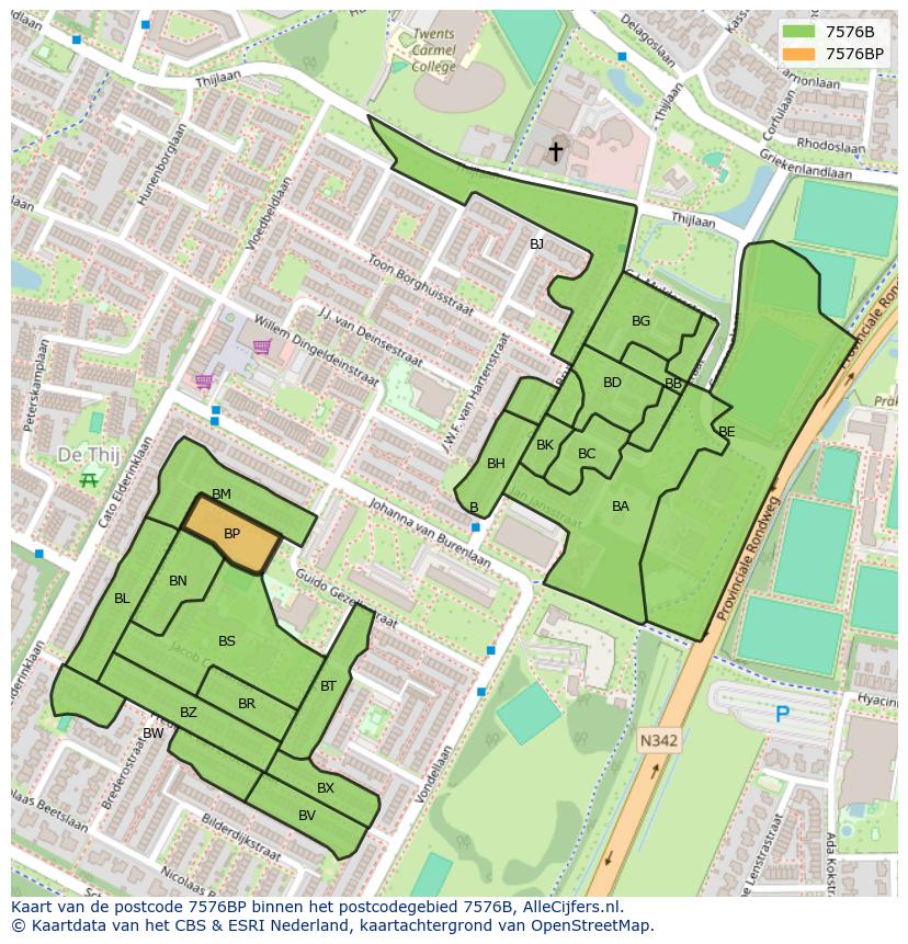 Afbeelding van het postcodegebied 7576 BP op de kaart.