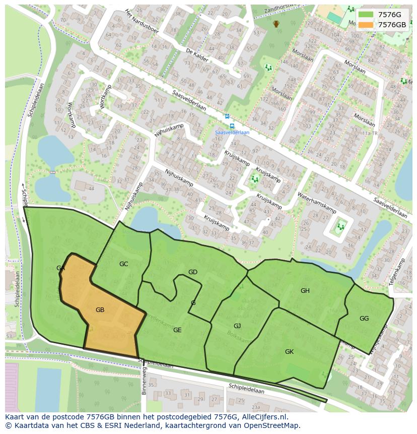 Afbeelding van het postcodegebied 7576 GB op de kaart.
