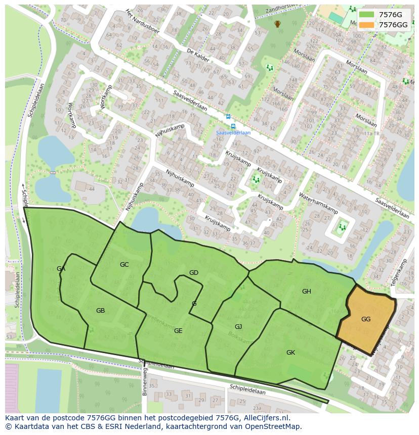 Afbeelding van het postcodegebied 7576 GG op de kaart.