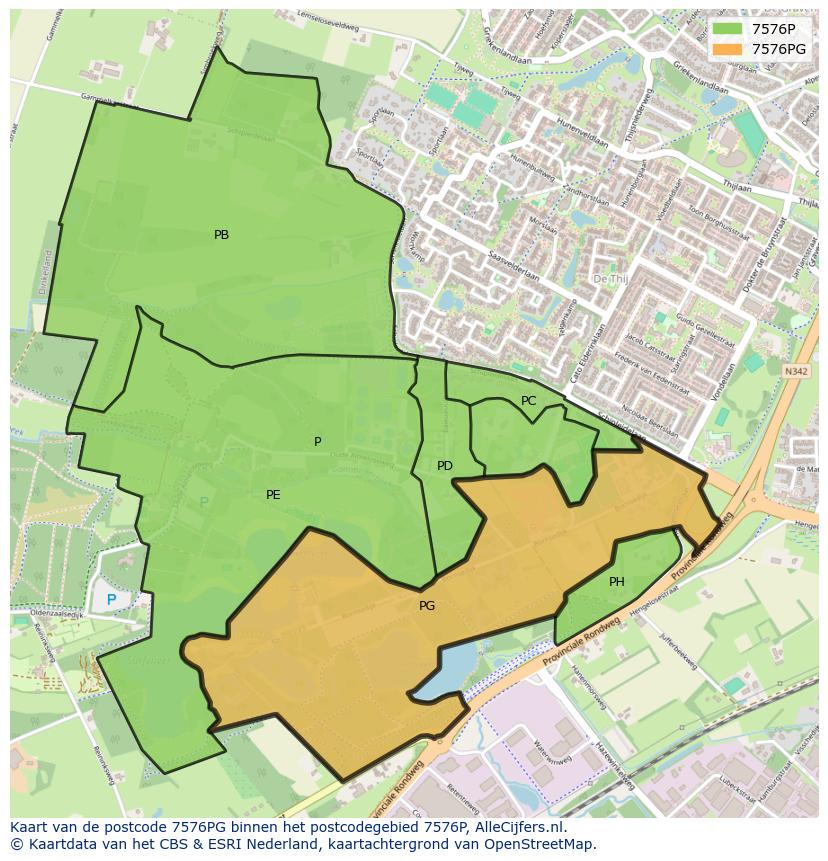 Afbeelding van het postcodegebied 7576 PG op de kaart.