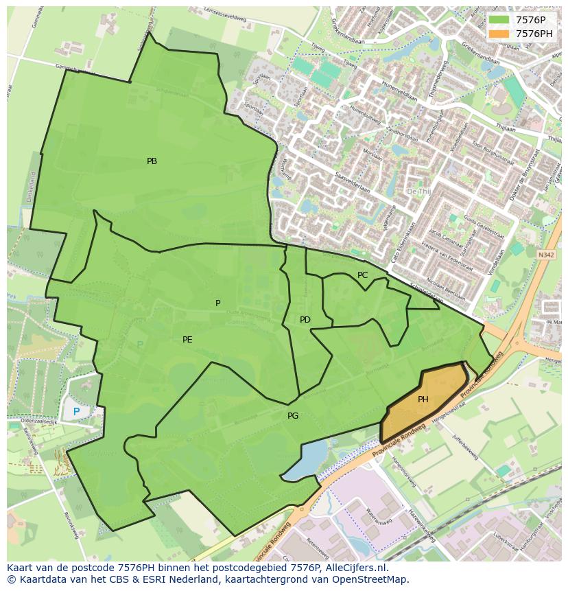Afbeelding van het postcodegebied 7576 PH op de kaart.