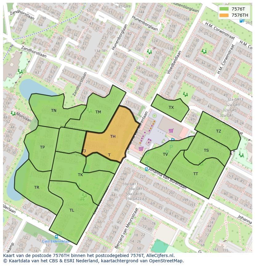 Afbeelding van het postcodegebied 7576 TH op de kaart.