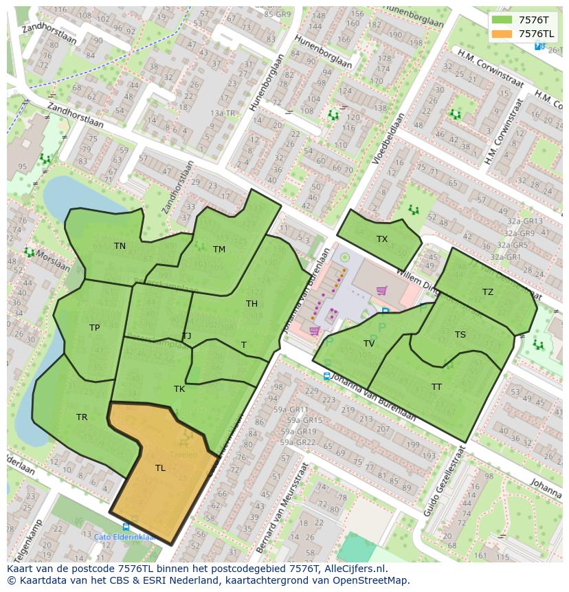 Afbeelding van het postcodegebied 7576 TL op de kaart.