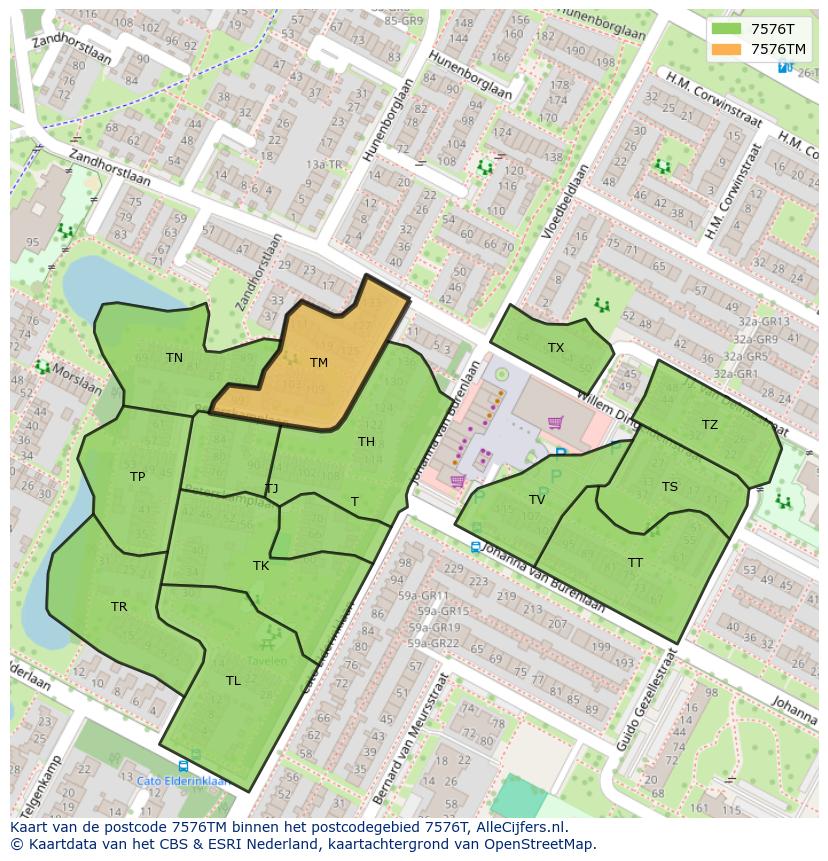 Afbeelding van het postcodegebied 7576 TM op de kaart.