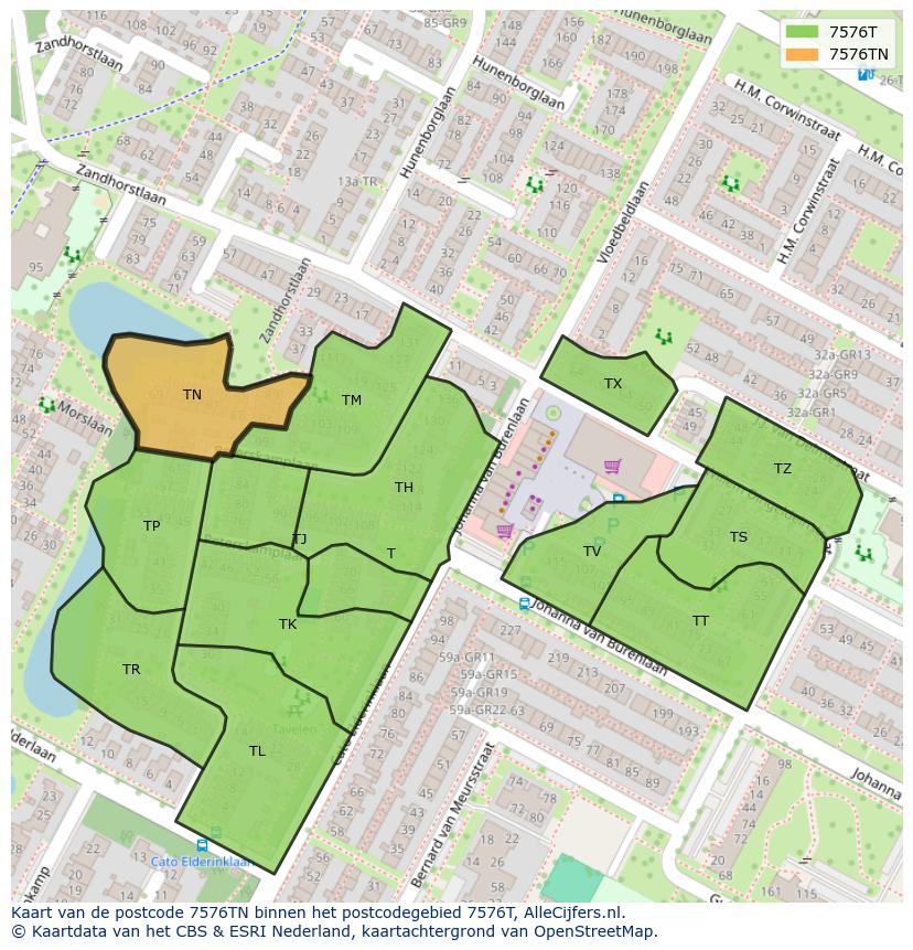 Afbeelding van het postcodegebied 7576 TN op de kaart.