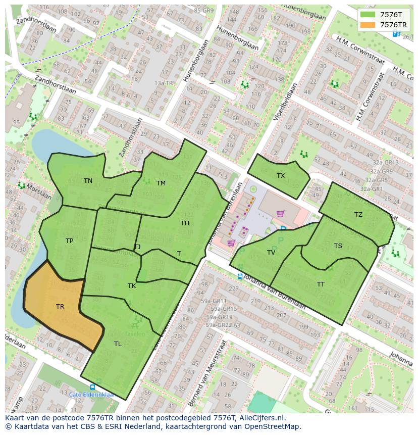 Afbeelding van het postcodegebied 7576 TR op de kaart.