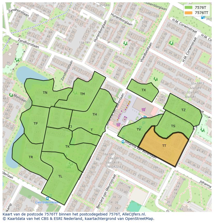 Afbeelding van het postcodegebied 7576 TT op de kaart.