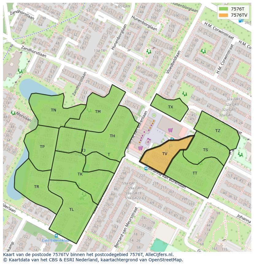 Afbeelding van het postcodegebied 7576 TV op de kaart.