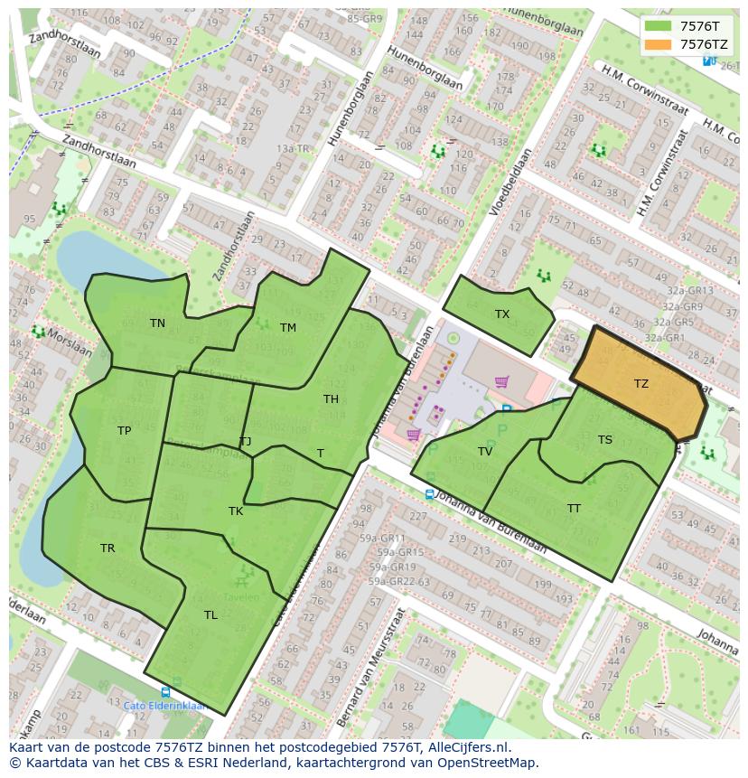 Afbeelding van het postcodegebied 7576 TZ op de kaart.