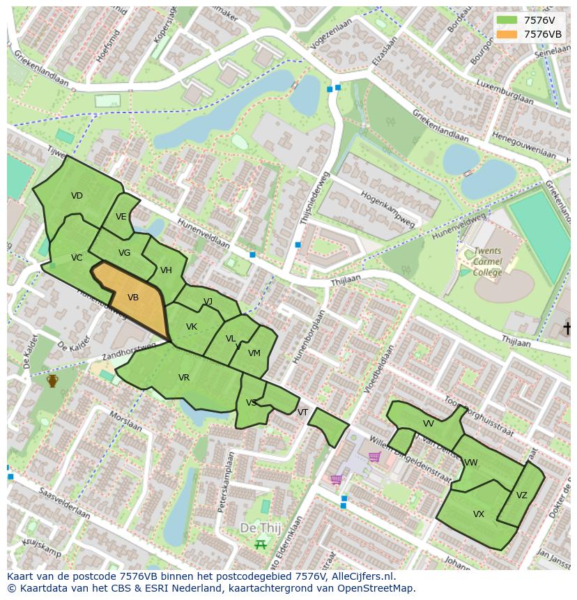 Afbeelding van het postcodegebied 7576 VB op de kaart.