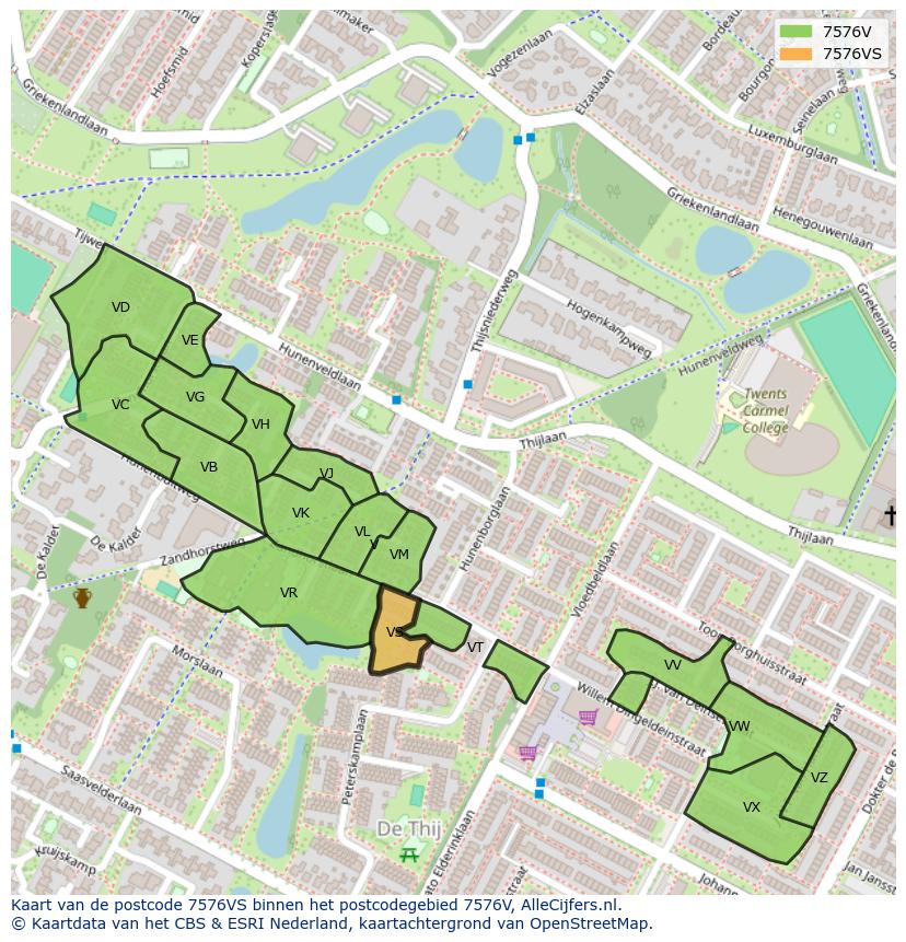 Afbeelding van het postcodegebied 7576 VS op de kaart.