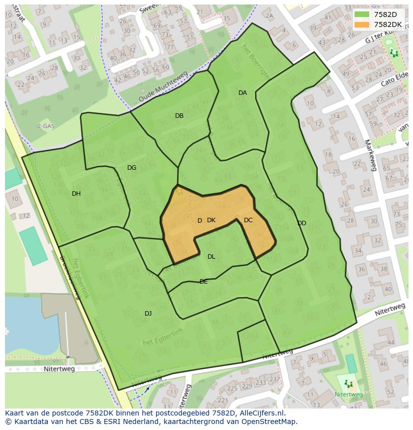 Afbeelding van het postcodegebied 7582 DK op de kaart.