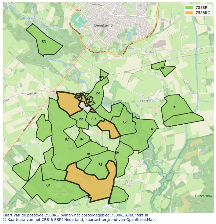 Afbeelding van het postcodegebied 7588 RG op de kaart.