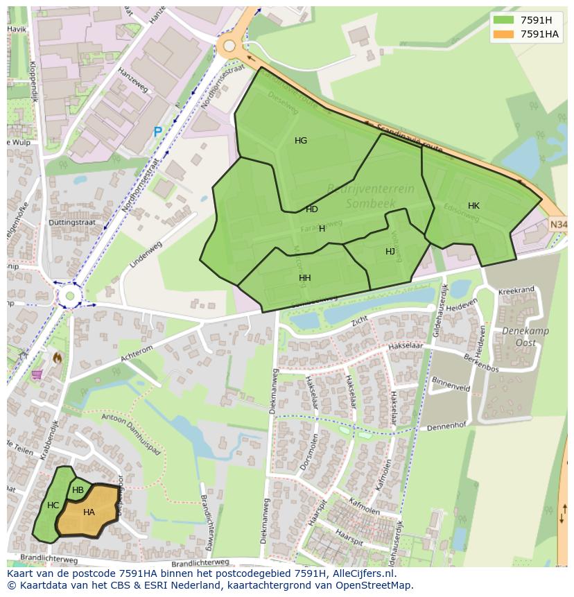 Afbeelding van het postcodegebied 7591 HA op de kaart.
