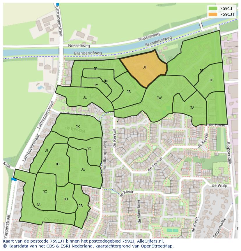 Afbeelding van het postcodegebied 7591 JT op de kaart.