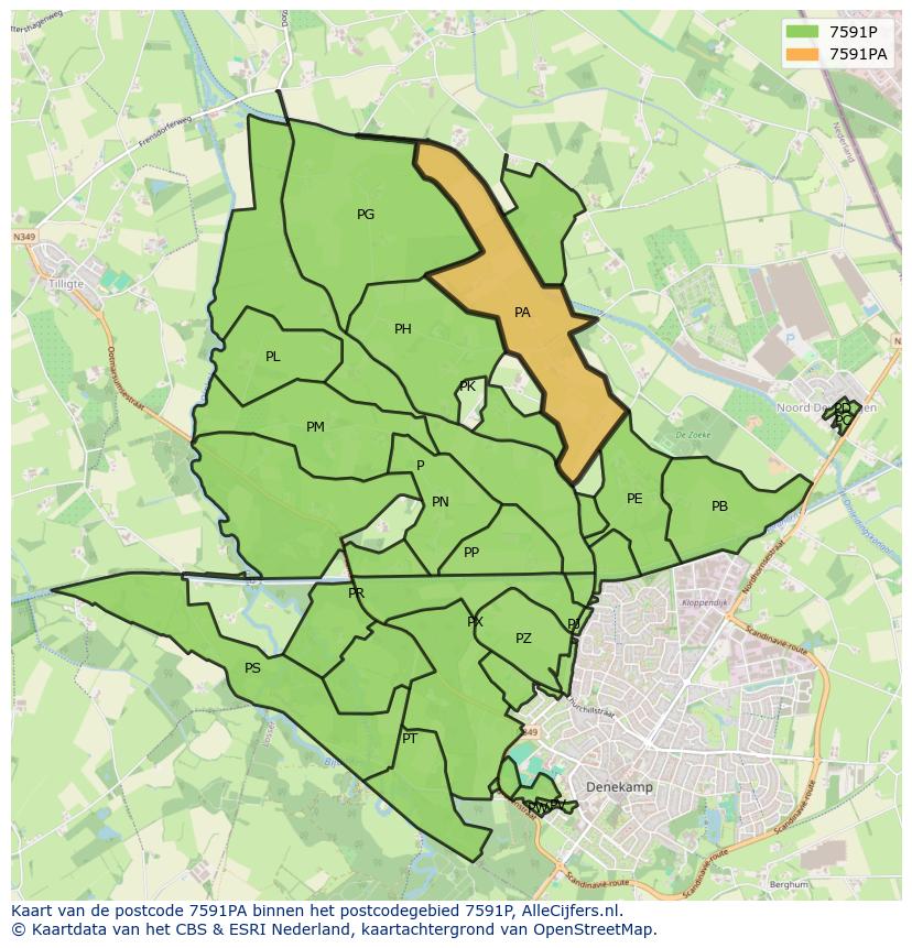 Afbeelding van het postcodegebied 7591 PA op de kaart.