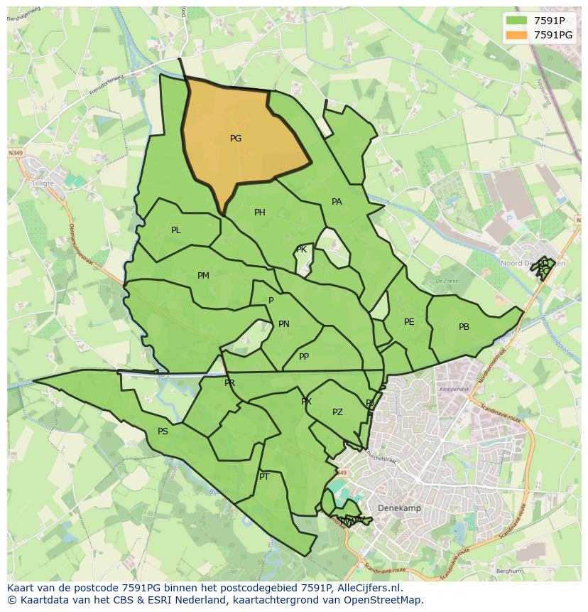 Afbeelding van het postcodegebied 7591 PG op de kaart.