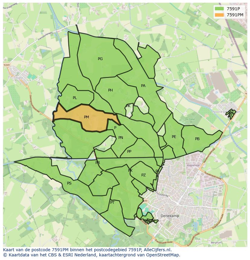 Afbeelding van het postcodegebied 7591 PM op de kaart.