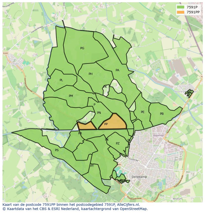 Afbeelding van het postcodegebied 7591 PP op de kaart.