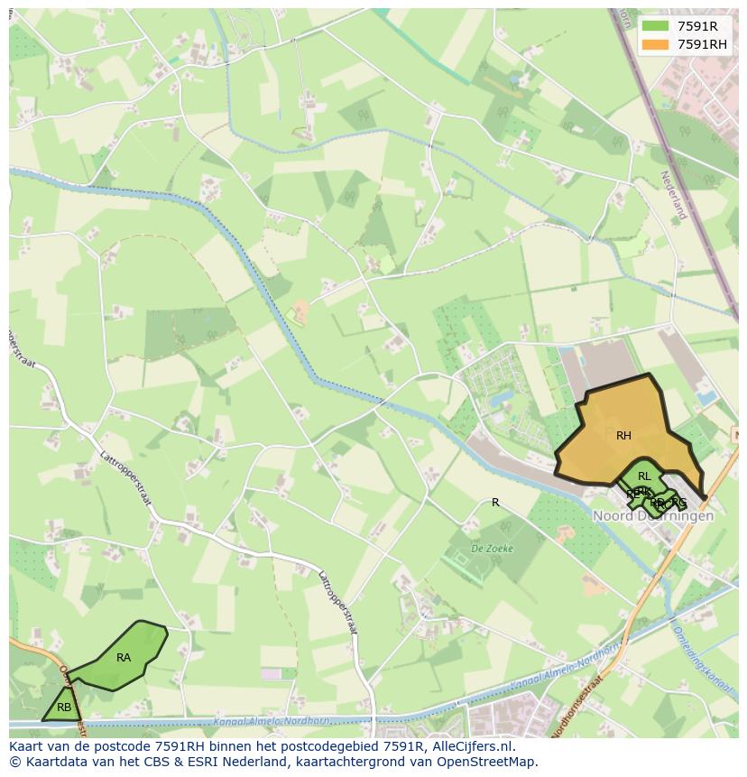 Afbeelding van het postcodegebied 7591 RH op de kaart.