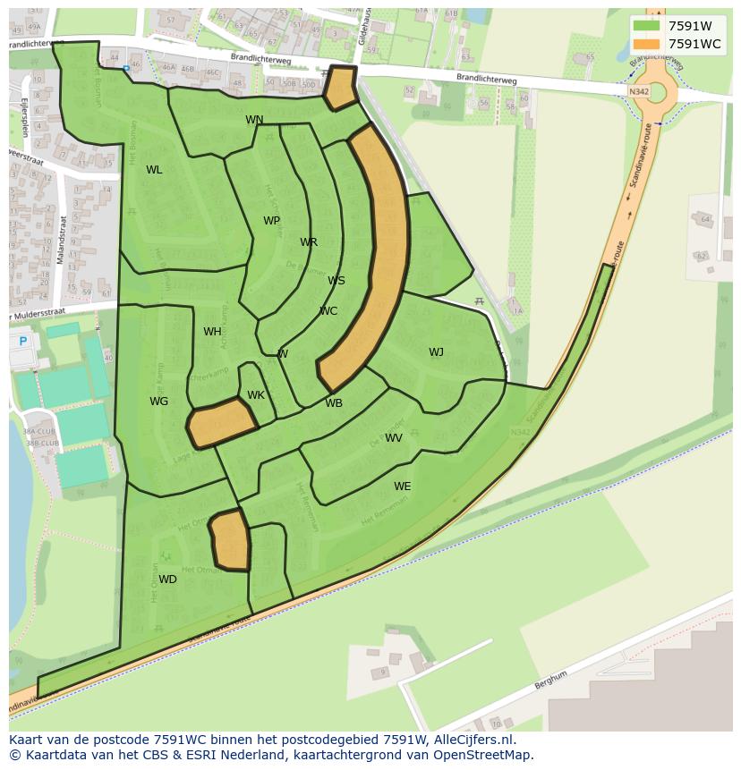 Afbeelding van het postcodegebied 7591 WC op de kaart.