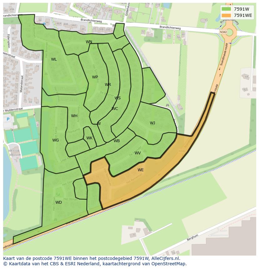 Afbeelding van het postcodegebied 7591 WE op de kaart.