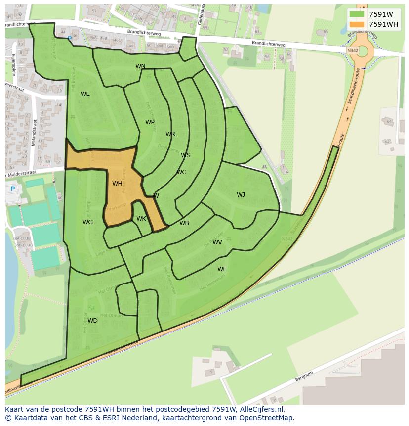 Afbeelding van het postcodegebied 7591 WH op de kaart.