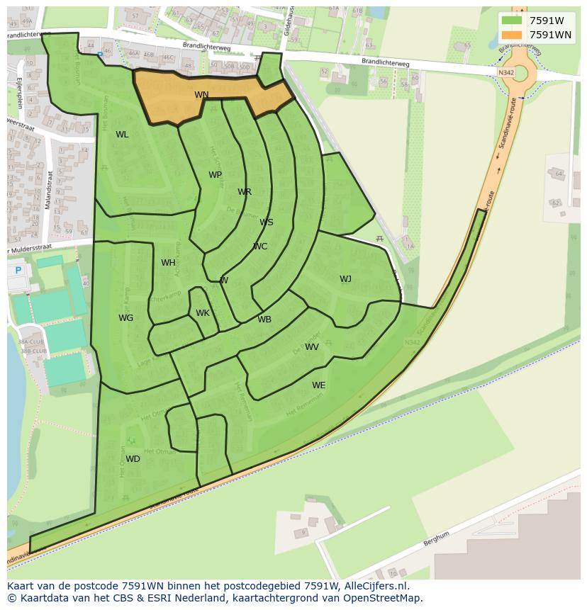 Afbeelding van het postcodegebied 7591 WN op de kaart.