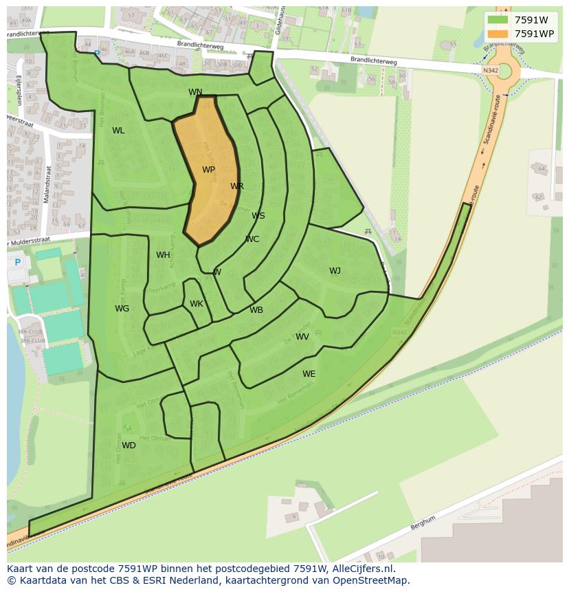 Afbeelding van het postcodegebied 7591 WP op de kaart.