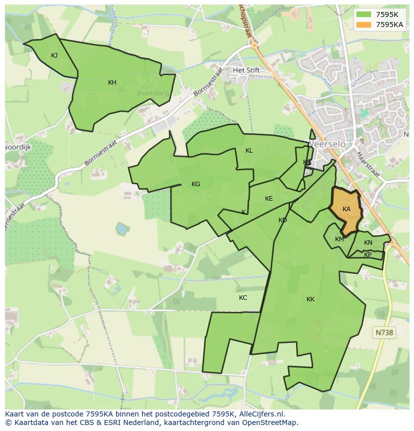 Afbeelding van het postcodegebied 7595 KA op de kaart.