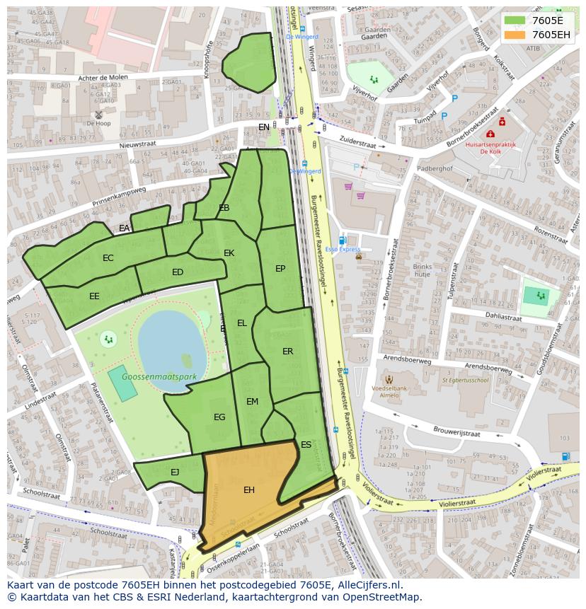 Afbeelding van het postcodegebied 7605 EH op de kaart.
