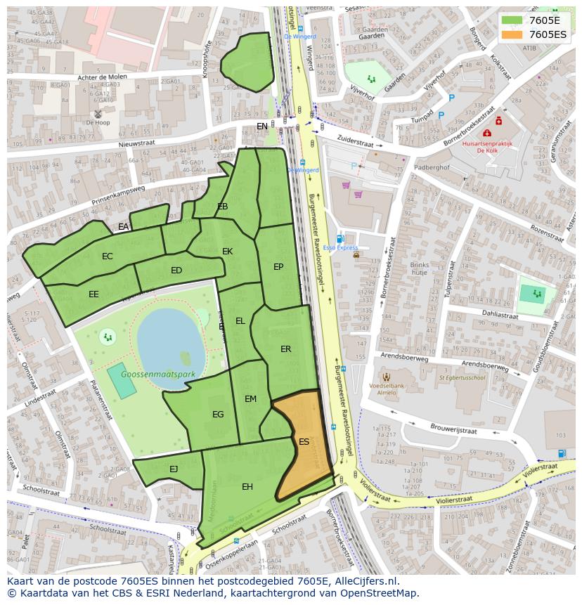 Afbeelding van het postcodegebied 7605 ES op de kaart.