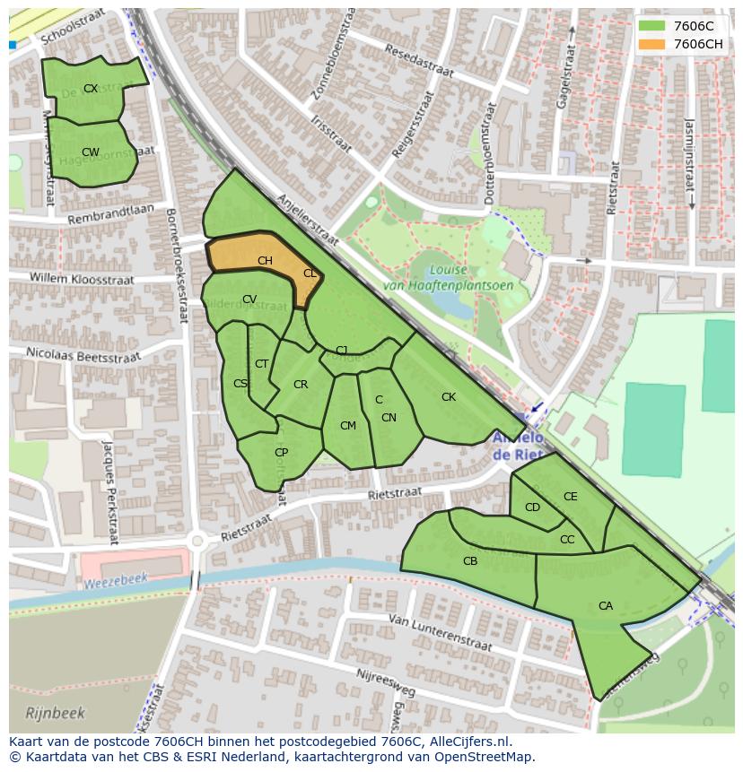 Afbeelding van het postcodegebied 7606 CH op de kaart.
