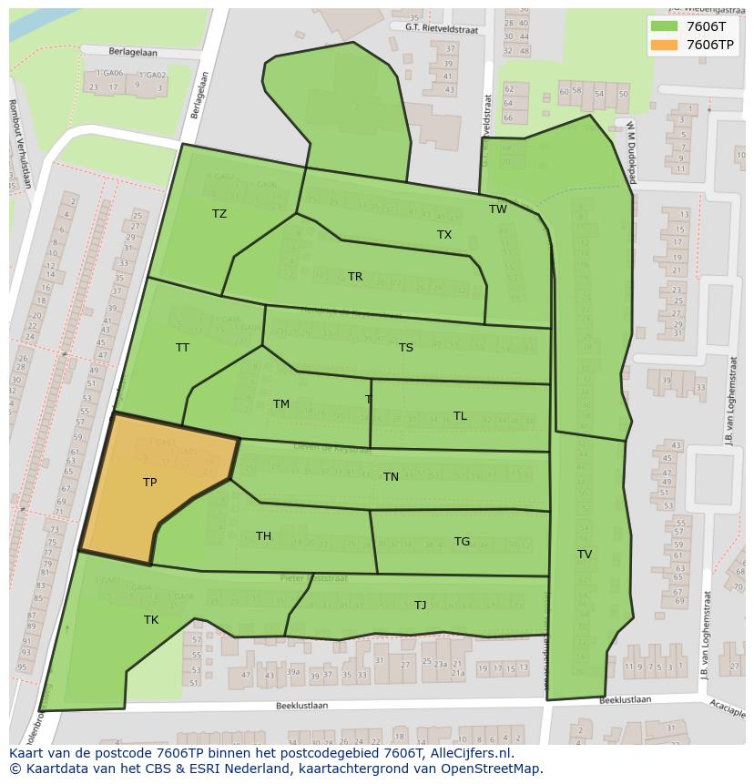 Afbeelding van het postcodegebied 7606 TP op de kaart.
