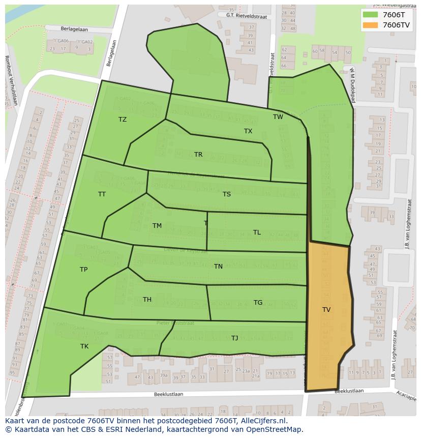 Afbeelding van het postcodegebied 7606 TV op de kaart.