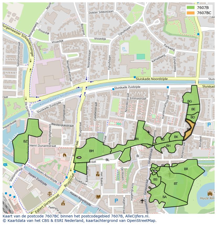 Afbeelding van het postcodegebied 7607 BC op de kaart.